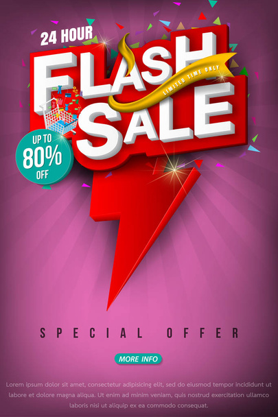 Flash sale bright banner or poster. - Vector, Imagen