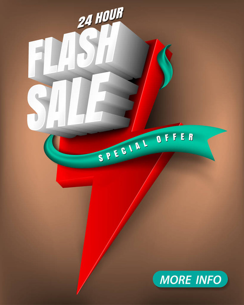 Flash sale bright banner or poster. - Vector, Imagen