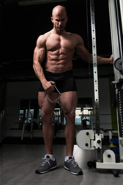 Man Exercising Shoulders In The Gym - Foto, afbeelding