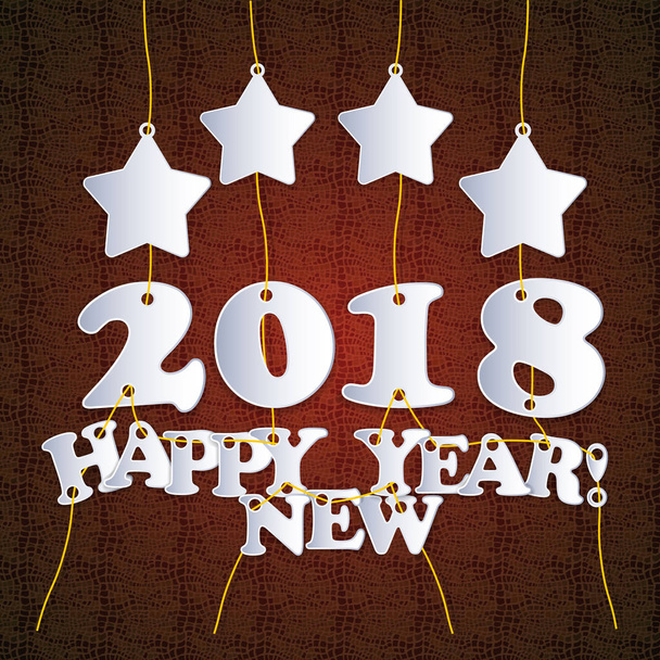 2018 З Новим роком! - шаблон вітальної листівки з зірками
 - Вектор, зображення