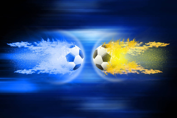 Voetbal voetballen. vuur brandende vlammen voetbal - Foto, afbeelding