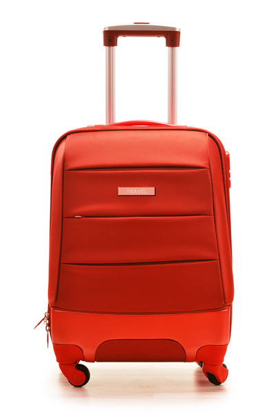 Red suitcase isolated on white - Photo, Image