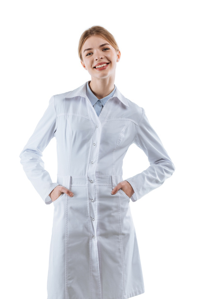 smiling female chemist - Fotó, kép