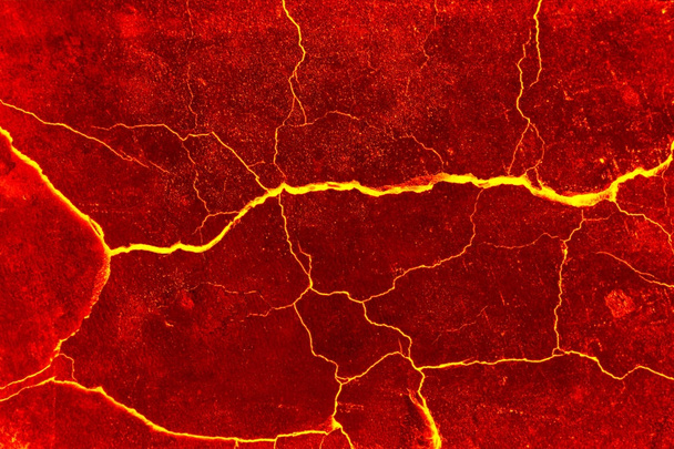 heat red cracked ground texture after eruption volcano - Photo, Image
