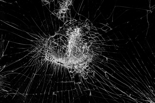 Top view cracked broken mobile screen glass texture background. - Photo, Image