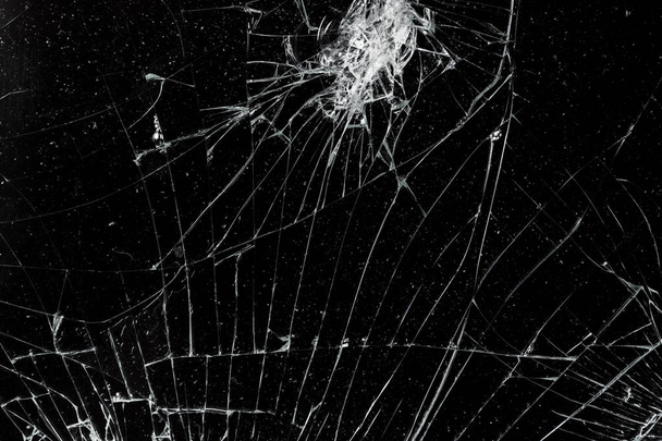 Top view cracked broken mobile screen glass texture background. - Photo, Image