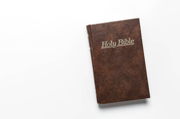 Bible book christian brown on white - Fotoğraf, Görsel