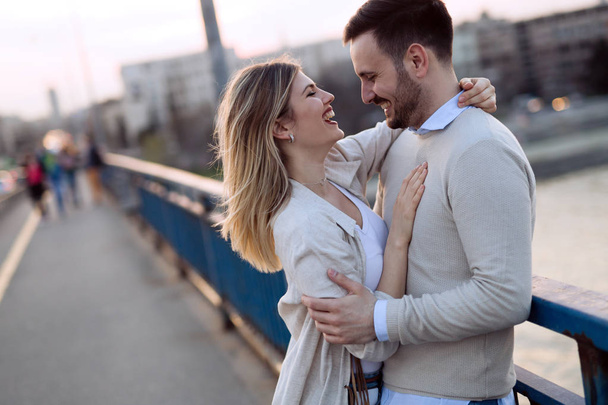 Beautiful couple dating outdoors - Valokuva, kuva