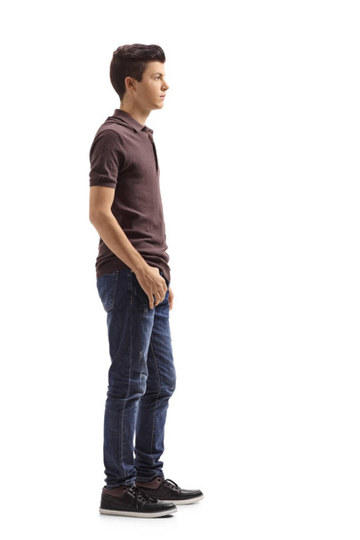 Teenage boy waiting in line - Foto, afbeelding