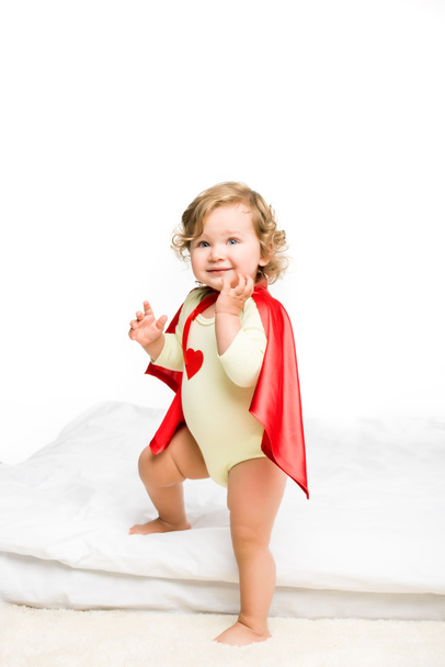 adorable toddler in superhero cape - Фото, изображение