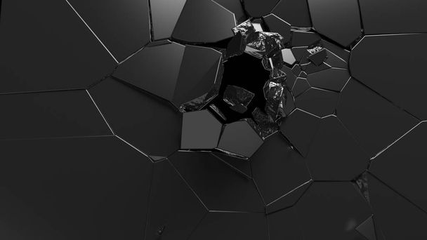 Абстрактне 3d відображення розбитої чорної поверхні. знищена прогулянка
 - Фото, зображення