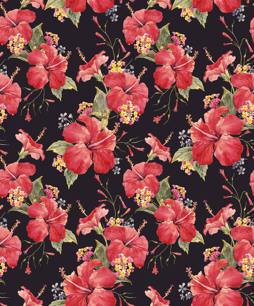 Watercolor tropical floral pattern - Φωτογραφία, εικόνα