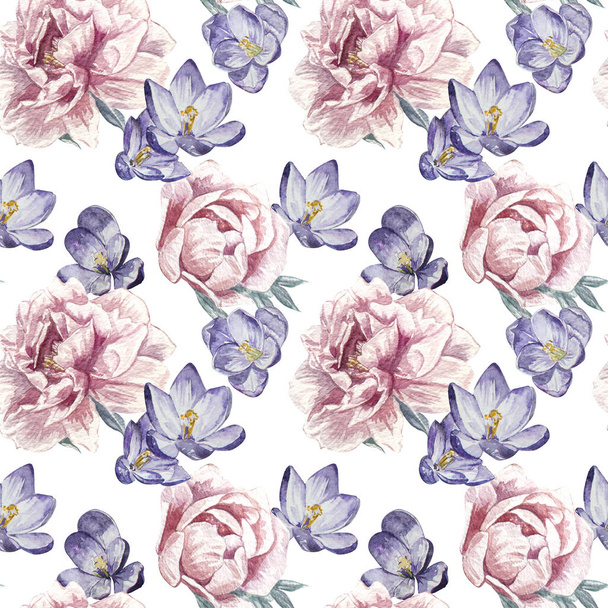 Seamless Watercolor Floral Pattern - Photo, Image