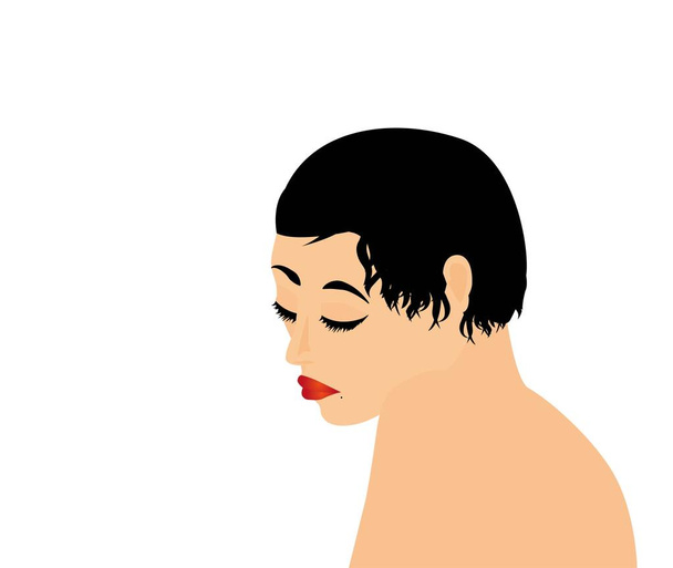 悲しい若い女性の頭部 - ベクター画像