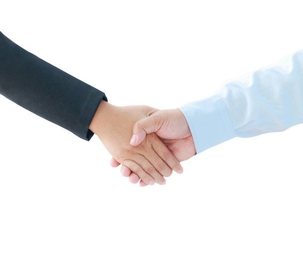 Рука делового мужчины и женщины рукопожатия метафоры сотрудничества
 - Фото, изображение