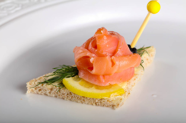Sanduíche saboroso com salmão
  - Foto, Imagem