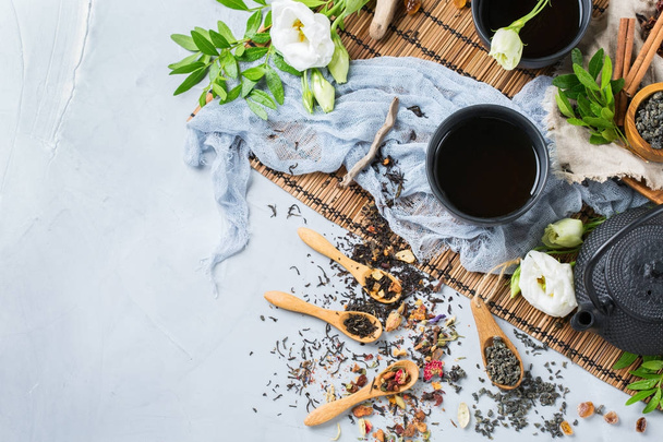 Selection of japanese chinese herbal masala tea teapot - Fotoğraf, Görsel
