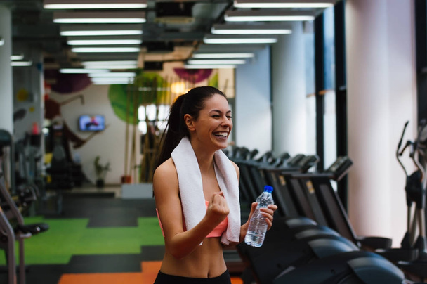 Happy woman at the gym.  - Фото, зображення