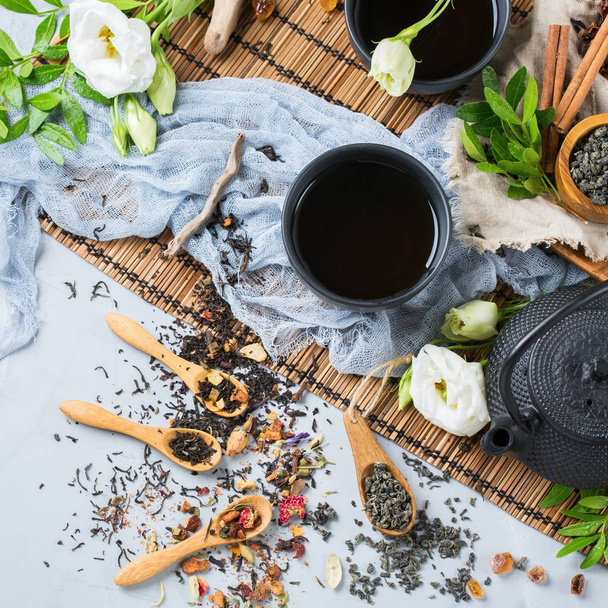 Selection of japanese chinese herbal masala tea teapot - Valokuva, kuva