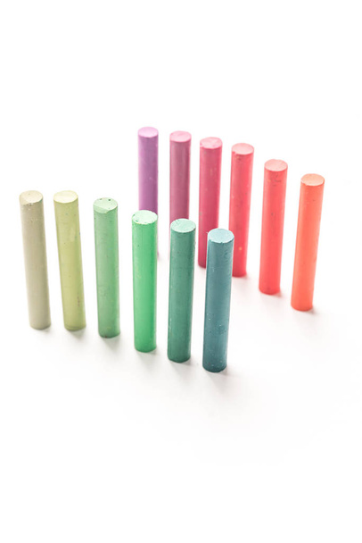 Bunch of standing colorful pastel chalks with color gradation - Foto, Imagen