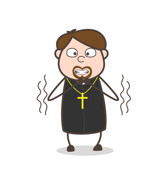 Fröstelnder Cartoon Priester Gesicht Vektor - Vektor, Bild