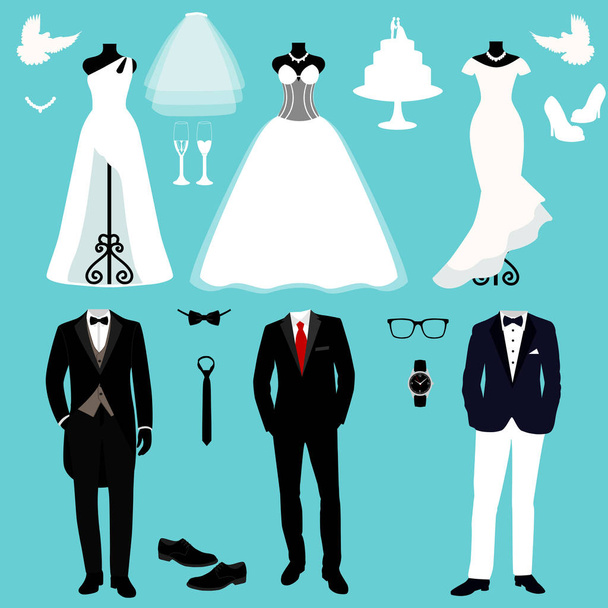 Wedding set. A set of wedding clothes. - Vector, Image