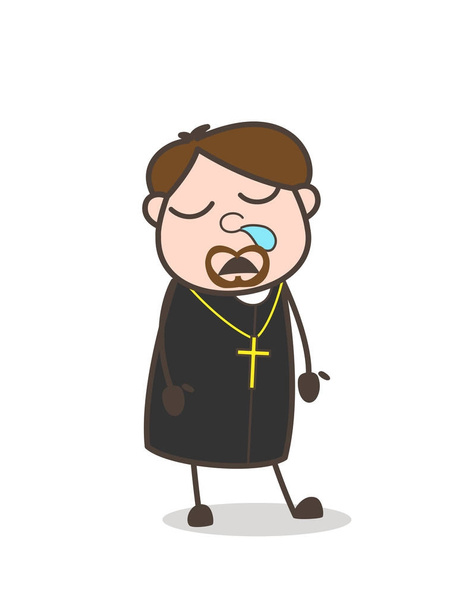 Смішний священик Сонне обличчя Векторні ілюстрації
 - Вектор, зображення