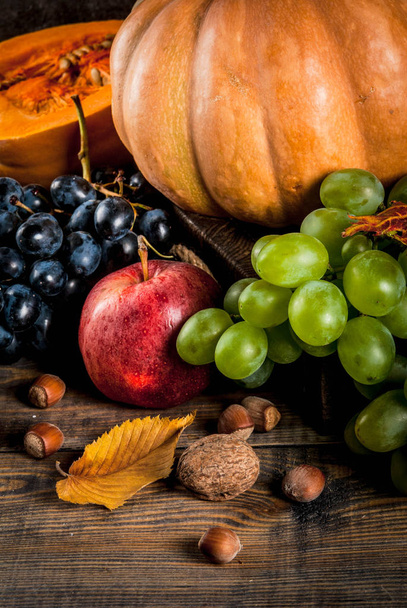 Szezonális őszi gyümölcsök és tök - Fotó, kép