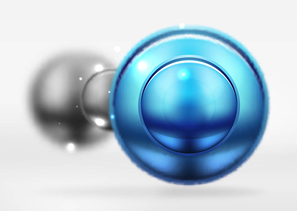 Tech esferas borrosas y círculos redondos con superficie brillante y metálica
 - Vector, Imagen