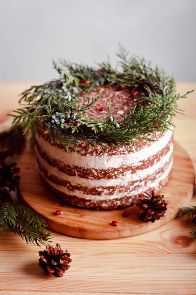 Beautiful decorated cake for Christmas table - Fotó, kép
