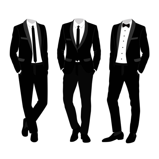 結婚式男性のスーツやタキシード。コレクション. - ベクター画像