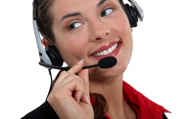 Portrait of a call center employee - Photo, image