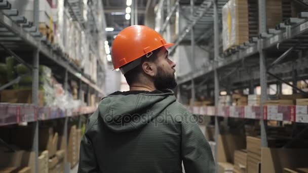 wholesale, logistic, people and export concept - manager or supervisor with tablet at warehouse - Footage, Video