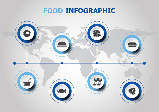 Design infográfico com ícones alimentares
 - Vetor, Imagem