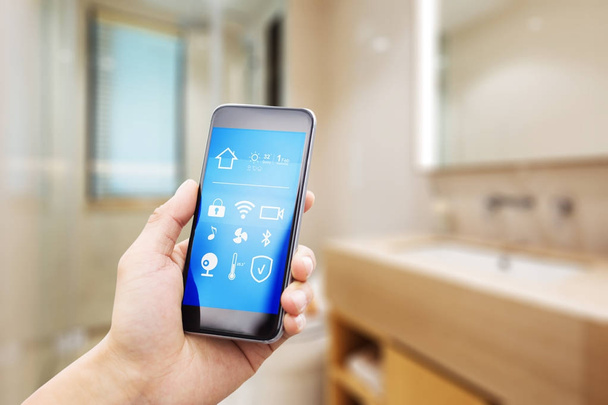 mobile phone in smart home - Photo, Image