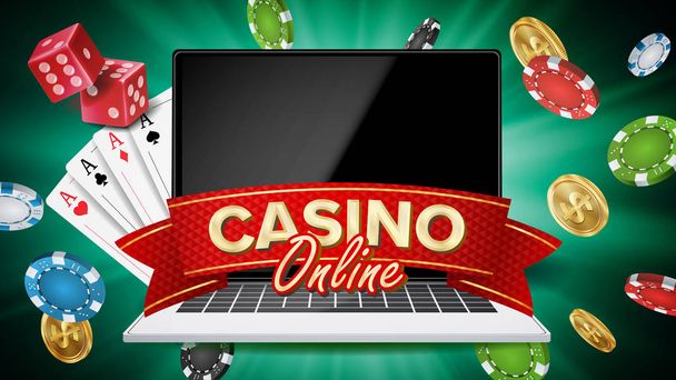 Online Casino Coin, Cash Machine Play Now Register. Stock Vector
