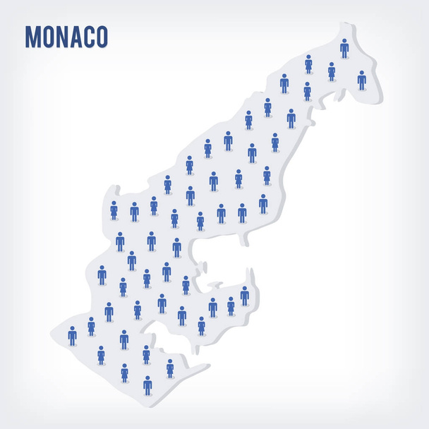 Wektor ludzie Mapa Monako. Pojęcie populacji. Może być używany do prezentacji, reklama, Wizualizacja statystyki i infografiki. - Wektor, obraz