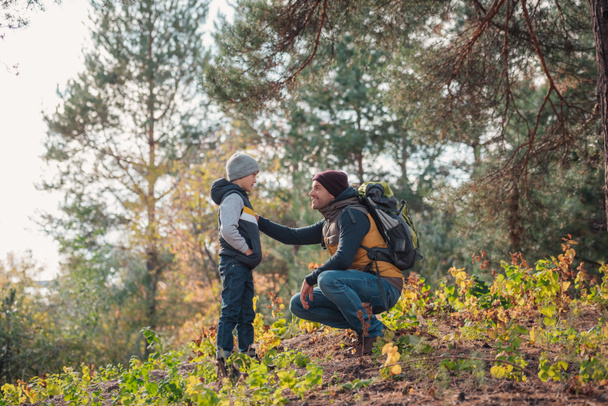 father and son hiking together - Photo, Image