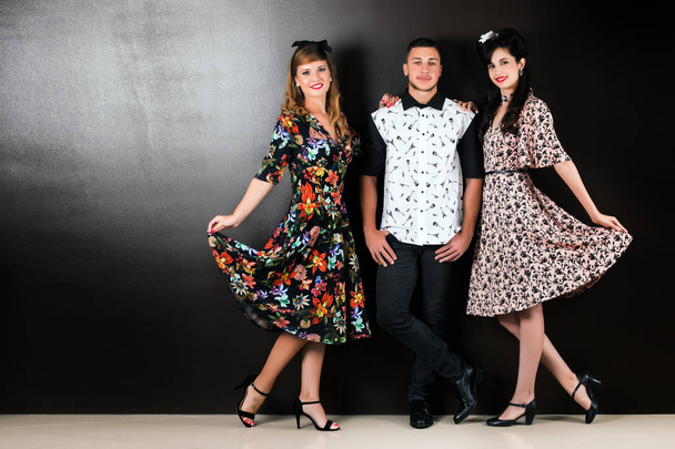 Trio posing in retro clothing - Photo, Image