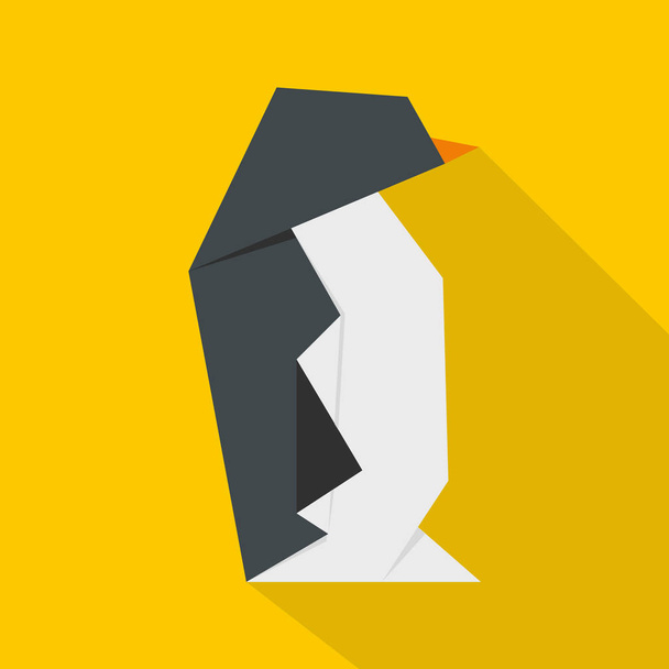 Origami penguin icon, flat style - Vector, Image