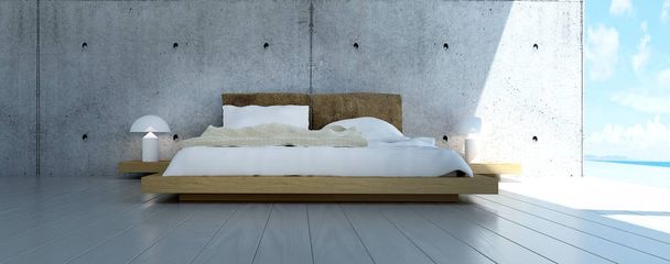Дизайн интерьера минимальной спальни и бетонного фона
 - Фото, изображение