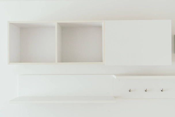Empty White wooden shelves - Foto, Imagen