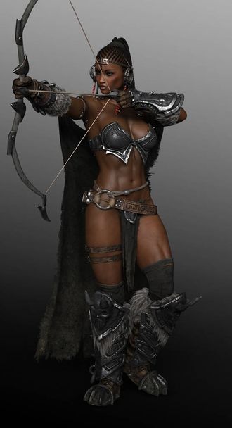 Barbaar Warrior vrouw koningin in pantser met zwaard - Foto, afbeelding