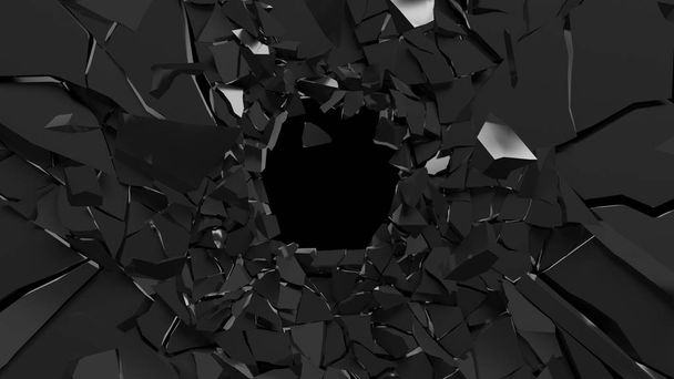 Абстрактне 3d відображення розбитої чорної поверхні. знищена прогулянка
 - Фото, зображення