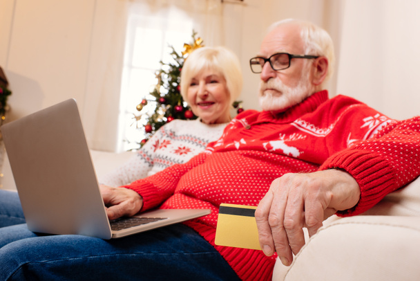 senior couple shopping online - Photo, Image