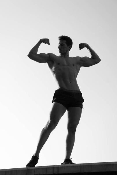 Bodybuilder posing with muscular hands, biceps and triceps - Foto, imagen