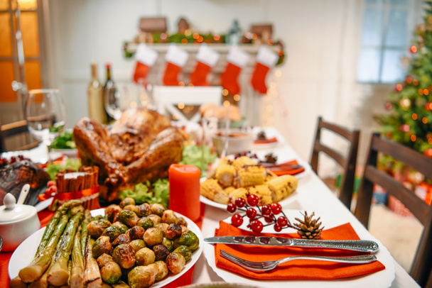 served table for christmas dinner - Photo, Image