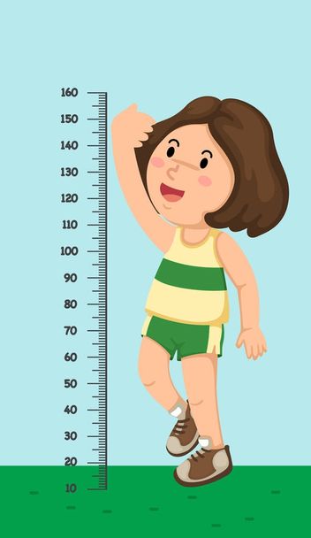 Meter wall with girl.illustration - Vector, Image