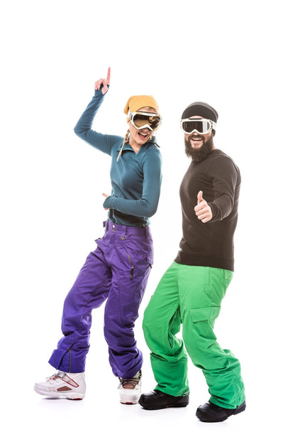 paar in snowboard glazen - Foto, afbeelding