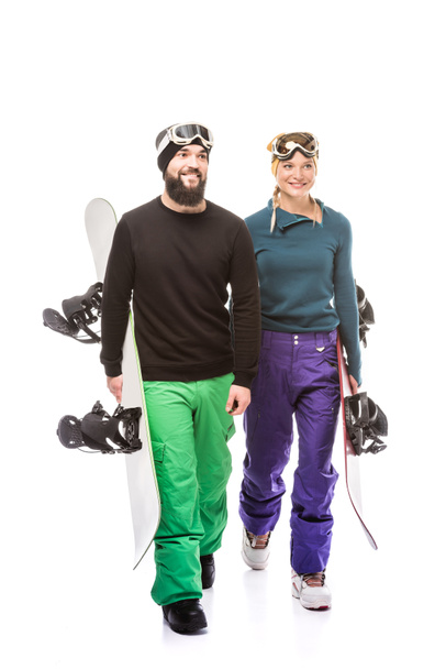pareja con snowboarders
 - Foto, imagen